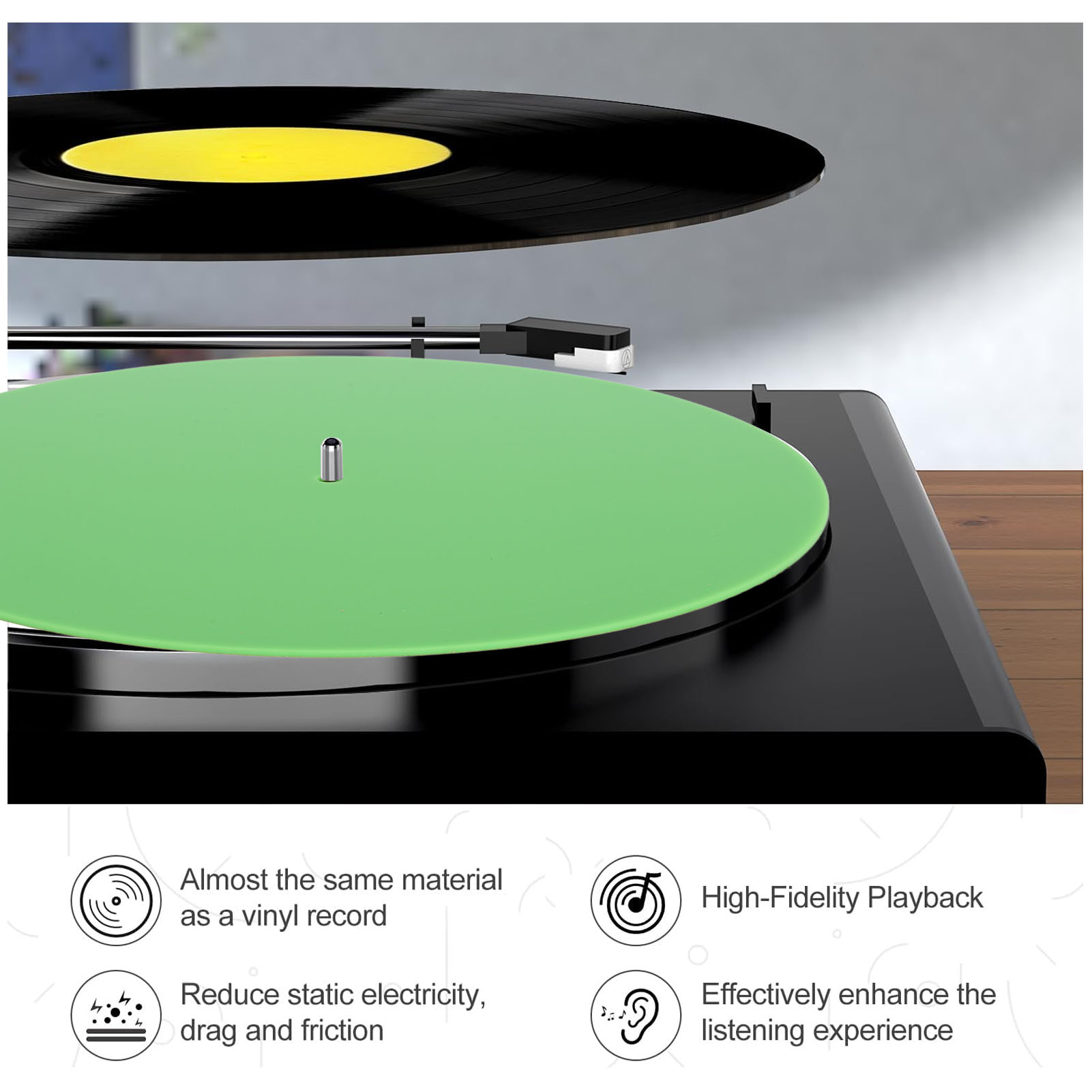 Vinyl Record Cleaner - Slipvirus-Polymère antidérapant coloré en acrylique, plateau